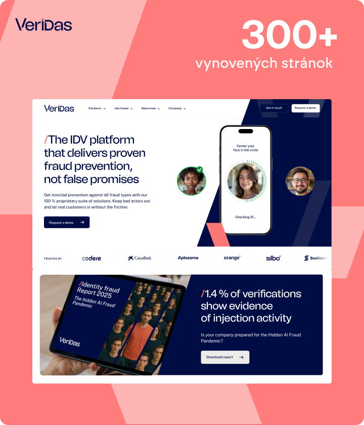 Veridas — ukážka webu