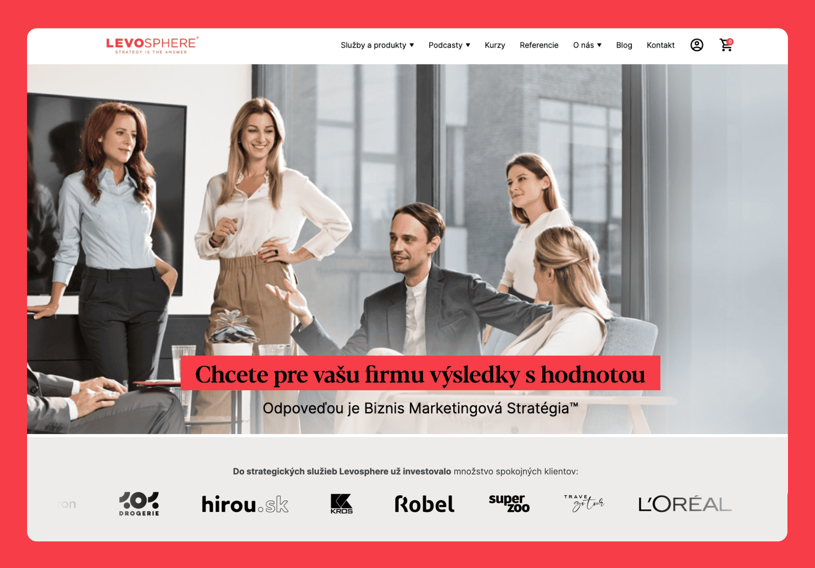 Levosphere — ukážka webu
